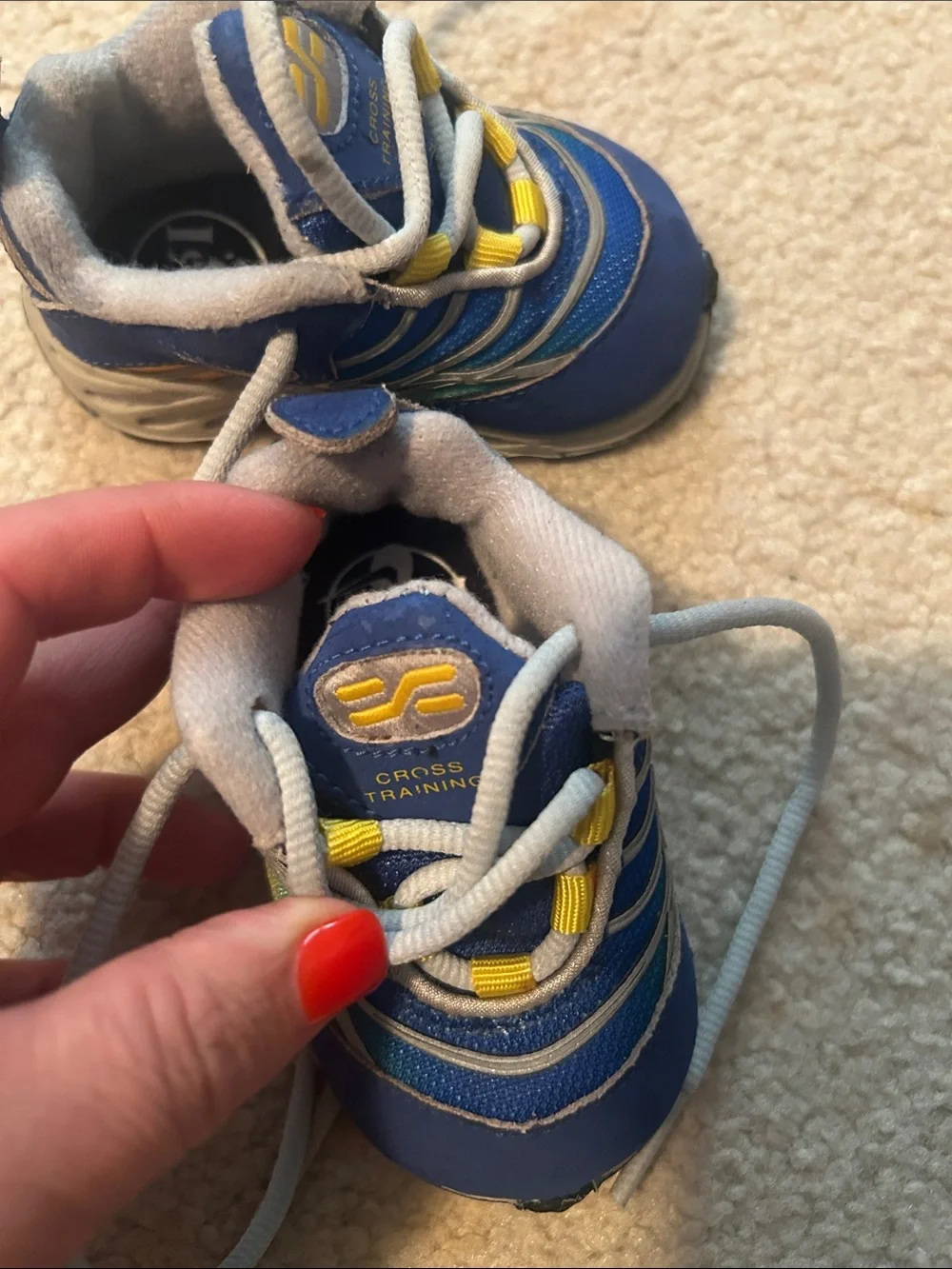 Nike Kids Blue Sneakers with Yellow Accents
